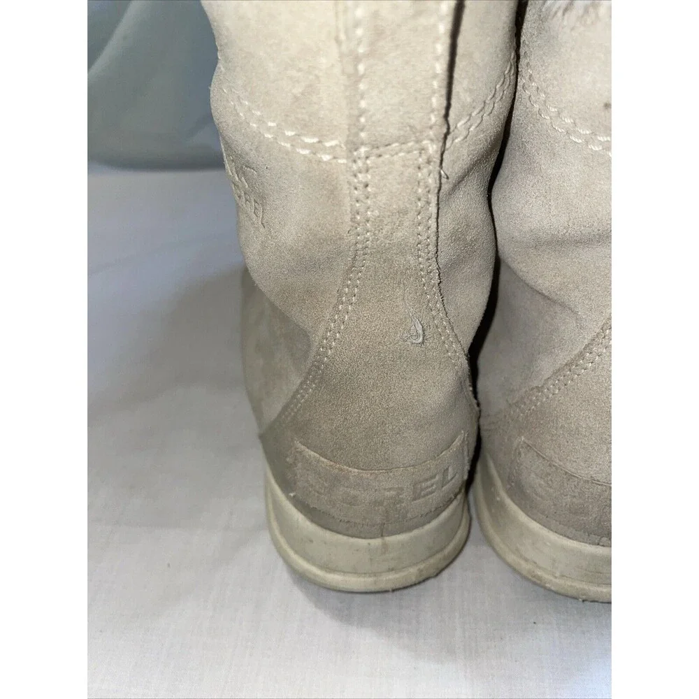 Sorel Women’s Winter Boots Size 9 M Khaki Suede Fleece Lined Hiking Trails